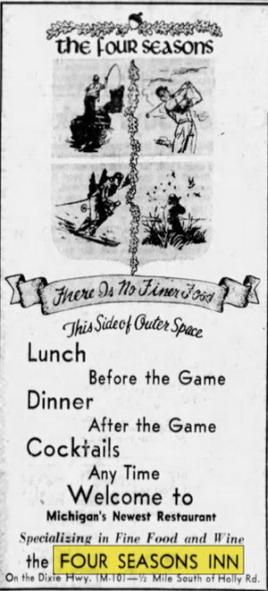Springfield Inn Bar & Grill (Four Seasons Inn, Palmers) - Sep 22 1962 Article (newer photo)